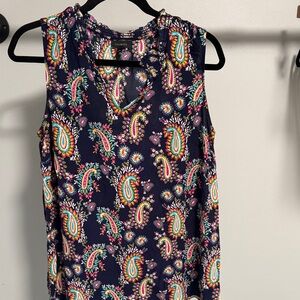 Talbots Navy Paisley Shell with Bright Accents